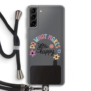 CaseCompany Happy days: Samsung Galaxy S21 Plus Transparant Hoesje met koord