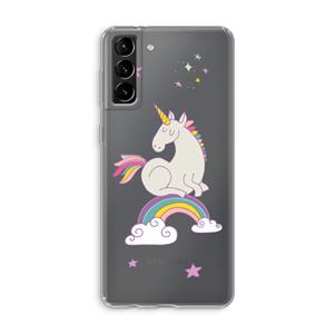 CaseCompany Regenboog eenhoorn: Samsung Galaxy S21 Plus Transparant Hoesje