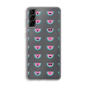 CaseCompany Smiley watermeloenprint: Samsung Galaxy S21 Plus Transparant Hoesje