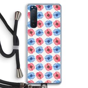 CaseCompany Klaproosjes: Sony Xperia 5 II Transparant Hoesje met koord