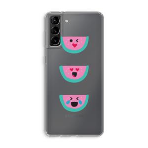 CaseCompany Smiley watermeloen: Samsung Galaxy S21 Plus Transparant Hoesje