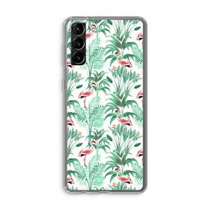 CaseCompany Flamingo bladeren: Samsung Galaxy S21 Plus Transparant Hoesje