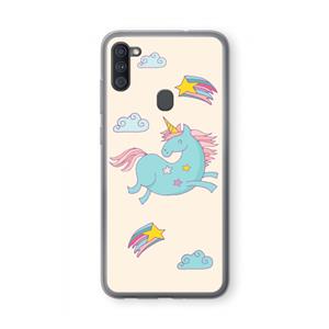 CaseCompany Vliegende eenhoorn: Samsung Galaxy A11 Transparant Hoesje