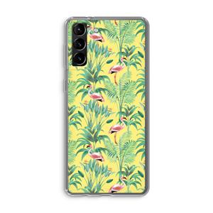 CaseCompany Flamingo party: Samsung Galaxy S21 Plus Transparant Hoesje