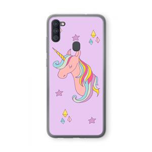CaseCompany Roze eenhoorn: Samsung Galaxy A11 Transparant Hoesje