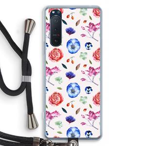CaseCompany Bloemetjes: Sony Xperia 5 II Transparant Hoesje met koord