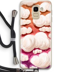 CaseCompany Katoen Wolken: Samsung Galaxy J6 (2018) Transparant Hoesje met koord