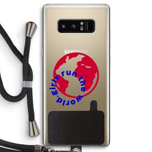 CaseCompany Run The World: Samsung Galaxy Note 8 Transparant Hoesje met koord