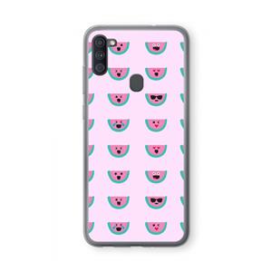 CaseCompany Smiley watermeloenprint: Samsung Galaxy A11 Transparant Hoesje