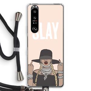 CaseCompany Slay All Day: Sony Xperia 1 III Transparant Hoesje met koord