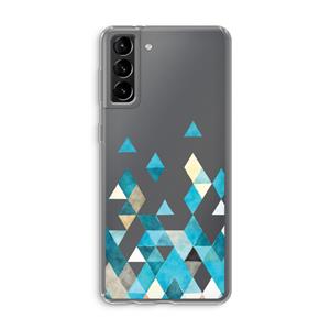 CaseCompany Gekleurde driehoekjes blauw: Samsung Galaxy S21 Plus Transparant Hoesje