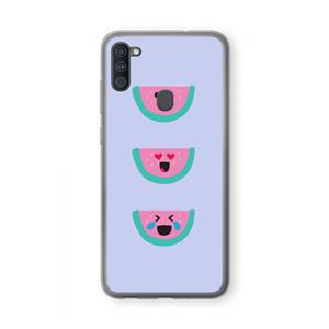 CaseCompany Smiley watermeloen: Samsung Galaxy A11 Transparant Hoesje