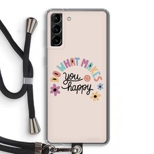 CaseCompany Happy days: Samsung Galaxy S21 Plus Transparant Hoesje met koord