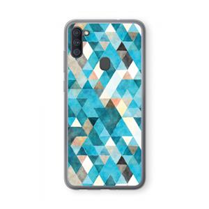 CaseCompany Gekleurde driehoekjes blauw: Samsung Galaxy A11 Transparant Hoesje