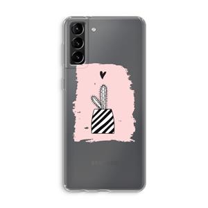 CaseCompany Zwart-wit cactus: Samsung Galaxy S21 Plus Transparant Hoesje