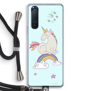 CaseCompany Regenboog eenhoorn: Sony Xperia 5 II Transparant Hoesje met koord