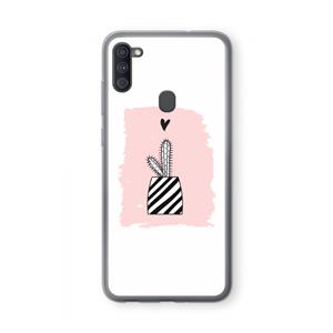 CaseCompany Zwart-wit cactus: Samsung Galaxy A11 Transparant Hoesje