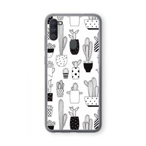 CaseCompany Cactusmotief: Samsung Galaxy A11 Transparant Hoesje