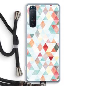 CaseCompany Gekleurde driehoekjes pastel: Sony Xperia 5 II Transparant Hoesje met koord