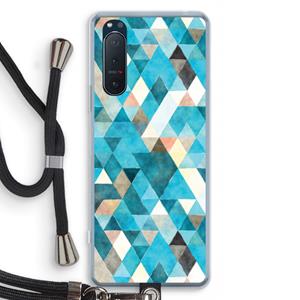 CaseCompany Gekleurde driehoekjes blauw: Sony Xperia 5 II Transparant Hoesje met koord