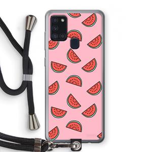 CaseCompany Watermeloen: Samsung Galaxy A21s Transparant Hoesje met koord