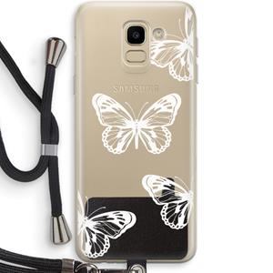 CaseCompany White butterfly: Samsung Galaxy J6 (2018) Transparant Hoesje met koord