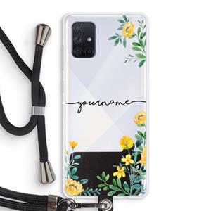 CaseCompany Gele bloemen: Samsung Galaxy A71 Transparant Hoesje met koord