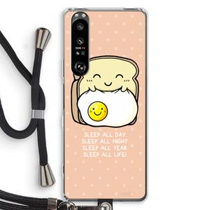 CaseCompany Sleep All Day: Sony Xperia 1 III Transparant Hoesje met koord