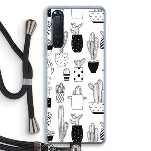 CaseCompany Cactusmotief: Sony Xperia 5 II Transparant Hoesje met koord
