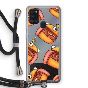 CaseCompany Hamburger: Samsung Galaxy A21s Transparant Hoesje met koord