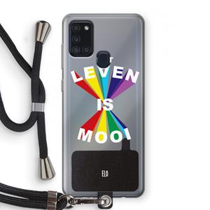 CaseCompany Het Leven Is Mooi: Samsung Galaxy A21s Transparant Hoesje met koord