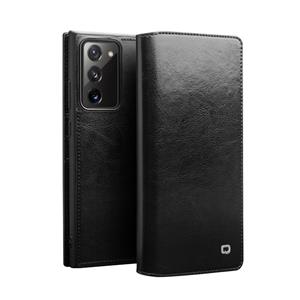 Qialino echt lederen luxe wallet hoes - Samsung Galaxy Note 20 - Zwart