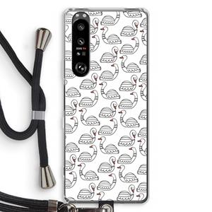 CaseCompany Zwanen: Sony Xperia 1 III Transparant Hoesje met koord