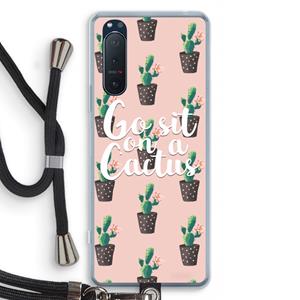 CaseCompany Cactus quote: Sony Xperia 5 II Transparant Hoesje met koord