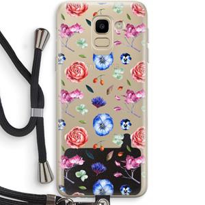 CaseCompany Bloemetjes: Samsung Galaxy J6 (2018) Transparant Hoesje met koord