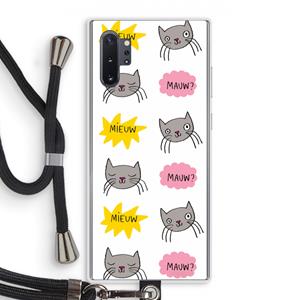 CaseCompany Meow: Samsung Galaxy Note 10 Plus Transparant Hoesje met koord