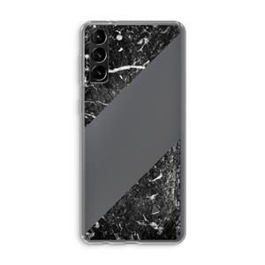 CaseCompany Zwart marmer: Samsung Galaxy S21 Plus Transparant Hoesje