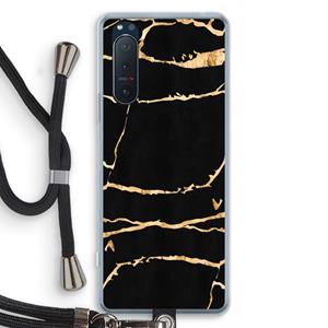 CaseCompany Gouden marmer: Sony Xperia 5 II Transparant Hoesje met koord