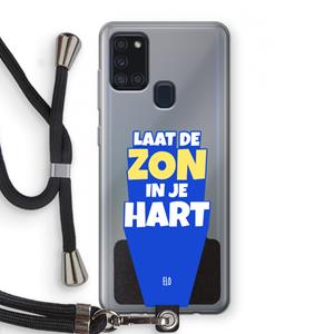 CaseCompany Laat de zon in je hart: Samsung Galaxy A21s Transparant Hoesje met koord
