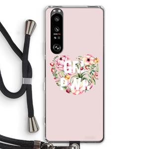 CaseCompany GRL PWR Flower: Sony Xperia 1 III Transparant Hoesje met koord