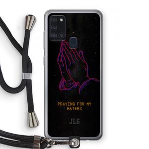 CaseCompany Praying For My Haters: Samsung Galaxy A21s Transparant Hoesje met koord