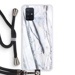 CaseCompany Gestreepte marmer: Samsung Galaxy A71 Transparant Hoesje met koord