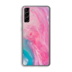 CaseCompany Roze explosie: Samsung Galaxy S21 Plus Transparant Hoesje