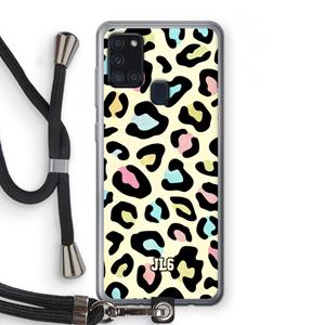CaseCompany Leopard pattern: Samsung Galaxy A21s Transparant Hoesje met koord