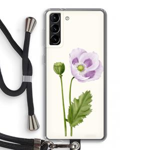 CaseCompany Purple poppy: Samsung Galaxy S21 Plus Transparant Hoesje met koord