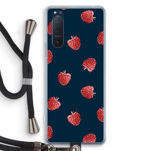 CaseCompany Framboosjes: Sony Xperia 5 II Transparant Hoesje met koord