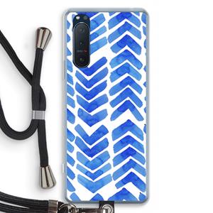 CaseCompany Blauwe pijlen: Sony Xperia 5 II Transparant Hoesje met koord