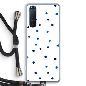 CaseCompany Blauwe stippen: Sony Xperia 5 II Transparant Hoesje met koord