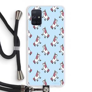 CaseCompany Eenhoorns overal: Samsung Galaxy A71 Transparant Hoesje met koord