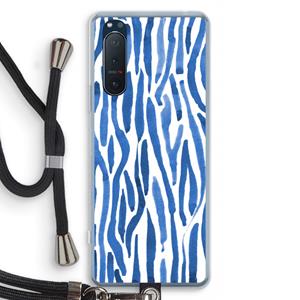 CaseCompany Blauwe nerven: Sony Xperia 5 II Transparant Hoesje met koord